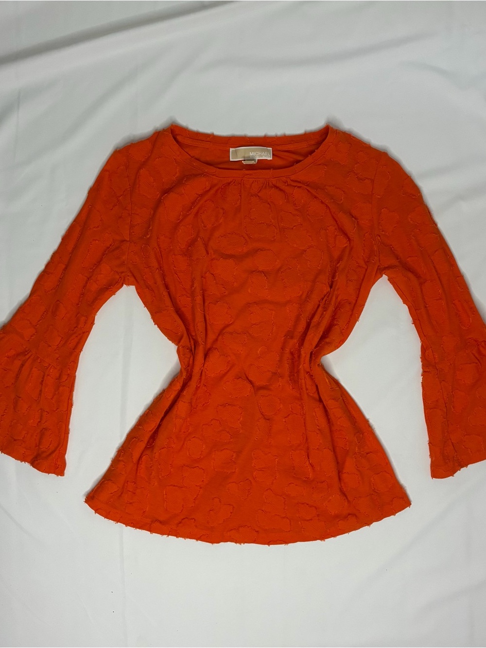 Michael Kors Orange Textured Bell-Sleeve Knit Top